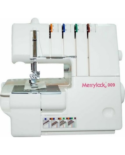 Оверлок MERRYLOCK 009 (009), 2, 3-ниточный шов, распошивочный шов, дифференциальная подача, скорость 1300 стежков/мин