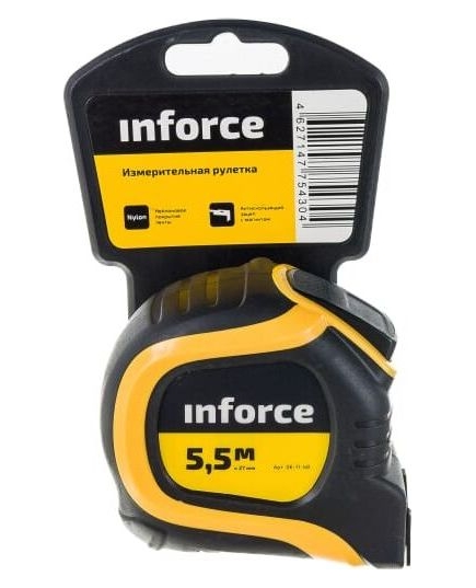 Рулетка Inforce 06-11-48 5,5x27мм с нейловоным ярким покрытием и магнитным зацепом