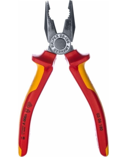 Пассатижи KNIPEX KN-0306180 1000V 180мм электротехнический. сталь инструментальная, закаленная