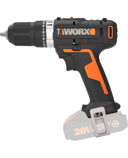 Дрель-шуруповерт ударная аккумуляторная WORX WX370.9, 50Нм, 20В, без АКБ и ЗУ