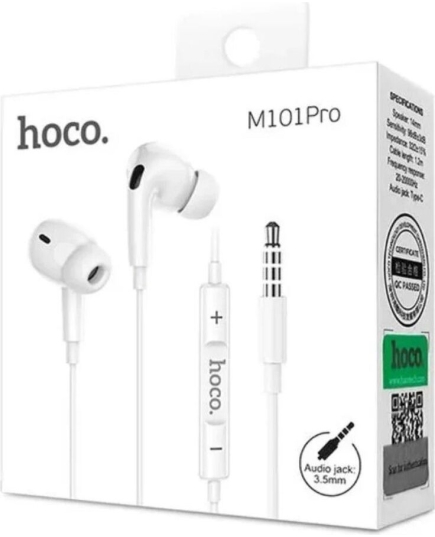 Наушники HOCO M101 Pro Crystal sound wire-controlled earphones with microphone (белый)