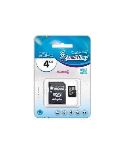 Карта флэш-памяти MicroSD 4 Гб Smart Buy +SD адаптер (class 4)