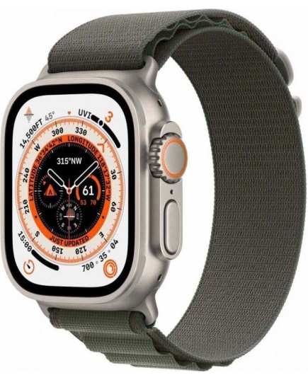 Смарт-часы Apple Watch Ultra A2622 49мм OLED корп.титан Alpine loop рем.зеленый разм.брасл.:M (MQEW3LL/A)