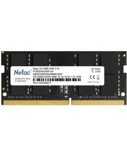 ОЗУ Netac Basic NTBSD4N26SP-04 4GB 2666MHz CL19 1.2V SO-DIMM DDR4