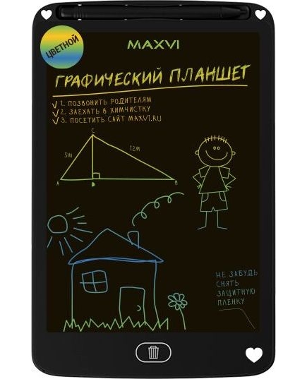 LCD планшет для заметок и рисования Maxvi MGT-01С black