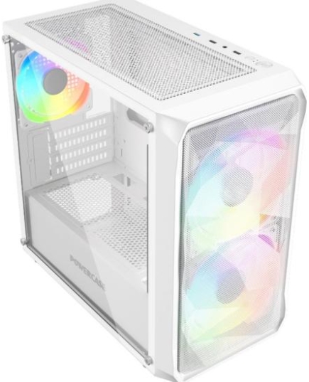 Корпус Powercase Mistral Micro A3W ARGB (CMMAW-A3), Tempered Glass, 2x 140mm ARGB PWM+1x 120mm ARGB PWM, белый, mATX