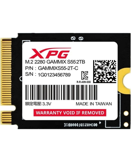 SSD ADATA XPG Gammix S55 (SGAMMIXS55-2T-C) M.2 2230 2TB PCIe Gen4x4 with NVMe 5000/3700, 3D ТLC Nand