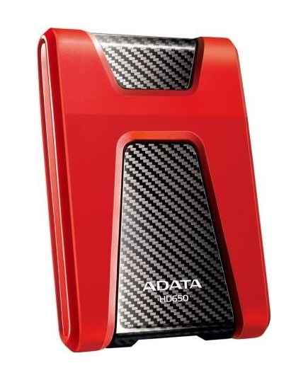 HDD ext 2.5" 2.0TB USB3.1 ADATA DashDrive Durable HD650, ударопрочный, красный/чёрный (AHD650-2TU31-CRD) Anti-shock Silicone, Scratchproof