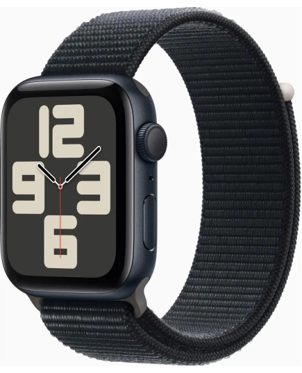 Смарт-часы Apple Watch SE 2023 A2723 (MRE93LL/A) 44мм OLED корп.темная ночь Sport Loop рем.темная ночь разм.брасл. 145-220мм