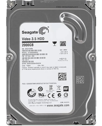 HDD 3.5" 2.0TB 5900rpm SATA3 64MB Seagate Video (ST2000VM003) 24/7, тихий, для медиацентров и AV-серверов