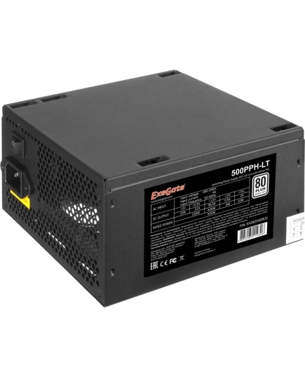 Блок питания Exegate EX282040RUS-OEM 500PPH-LT-OEM, 80+, ATX, black, APFC, 12cm, 24p, (4+4)p, 5xSATA, 3xIDE