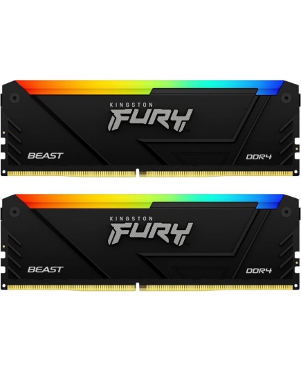 ОЗУ Kingston Fury Beast Black RGB XMP KF432C16BB2AK2/16 16GB DDR4 3200MHz DIMM kit 2x8Gb, CL16, 1.35V 288-pin Non-ECC