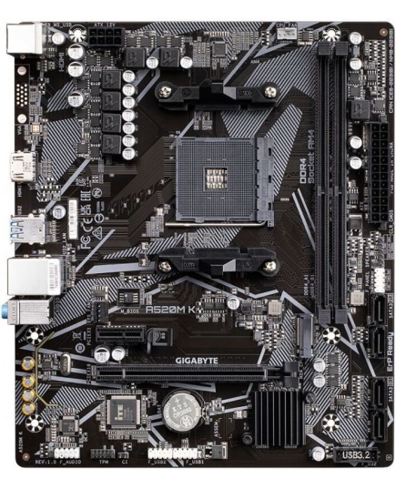 MB sAM4 Gigabyte A520M K V2, Socket AM4, AMD A520, 2xDDR4-3200, D-SUB+HDMI, 1xPCI-Ex16, 1xPCI-Ex1, 4xSATA3(RAID 0/1/10), 1xM.2, 8 Ch Audio, GLan, (2+4)xUSB2.0, (4+2)xU