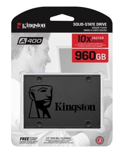 SSD 2.5" 960GB SATA3 Kingston A400, box (SA400S37/960G) (7 mm, TLC, Phison PS3111-S11, R/W: up to 500/450MB/s, MTBF: 1M hrs, 300 TBW)