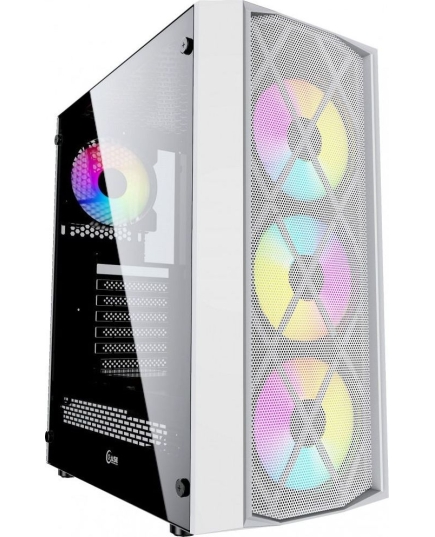 Корпус Powercase CMRMW-L4 Rhombus X4 White, Tempered Glass, Mesh, 4x 120mm 5-color LED fan, белый, ATX (CMRMW-L4)