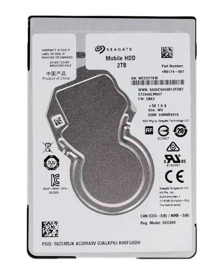 HDD 2.5" 2.0TB 5400rpm SATA3 128MB Seagate Mobile HDD (ST2000LM007) 7 mm