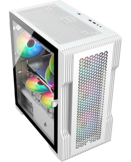 Корпус 1STPLAYER Trilobite T3 T3-WH-4F1-W White mATX TG 4x 120mm LED fans inc