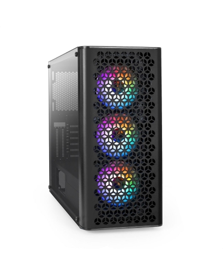 Корпус ExeGate EVO-9202 EX294965RUS Miditower (ATX, без БП, с окном, 1*USB+1*USB3.0, аудио, 3 вент. 12см с RGB подсветкой)