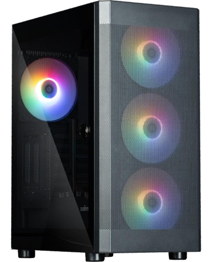 Корпус ZALMAN Miditower i4 TG, ATX, Black, Front Mesh, Window, 4x3.5", 2x2.5", 1xUSB2.0, 2xUSB3.0, Front 3x140mm FRGB, Rear 1x140mm FRGB