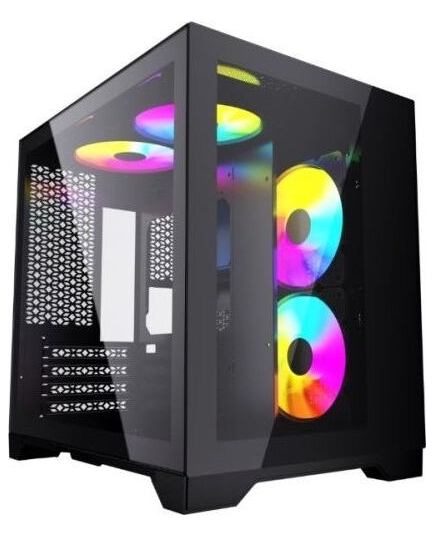 Корпус Powercase Vision Micro (CVBM-L4) Black, Tempered Glass, 4х 120mm 5-color fan, чёрный, mATX