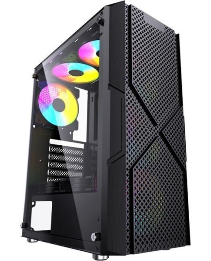 Корпус Powercase Mistral T4B (CMITB-L4), Tempered Glass, 4X 120MM 5-Color FAN, black, ATX