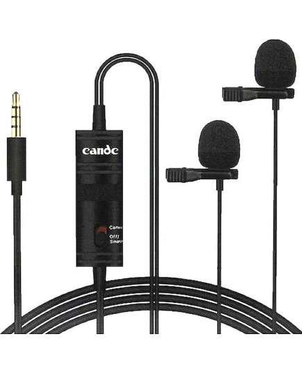 Микрофон CANDC DC-C2, петличный, Jack 3.5mm, черный, двойной всенаправленный