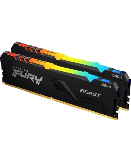 ОЗУ Kingston Fury Beast Black RGB PnP KF426C16BB12AK2/32 32GB DDR4 2666MHz DIMM kit 2x16Gb, CL16, 1.2V 288-pin Non-ECC