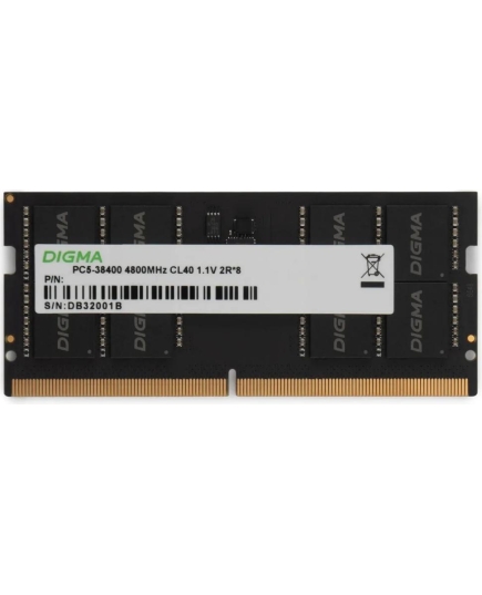 ОЗУ Digma DGMAS5480008S DDR5 8GB 4800MHz RTL PC5-38400 CL40 SO-DIMM 262-pin 1.1В single rank Ret