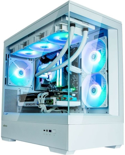 Корпус ZALMAN P30 White, MATX, White, Window, 2x3.5", 3x2.5", 1xUSB Type-C, 1xUSB3.0, Side 2x120mm ARGB, Rear 1x120mm ARGB