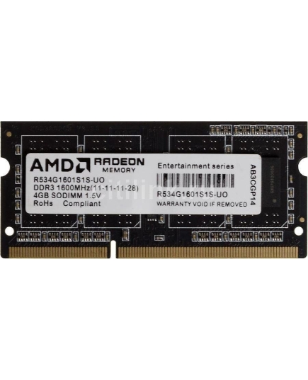 ОЗУ AMD SO-DIMM DDR3 4Gb 1600MHz R534G1601S1S-UO OEM PC3-12800 CL11 204-pin 1.5В