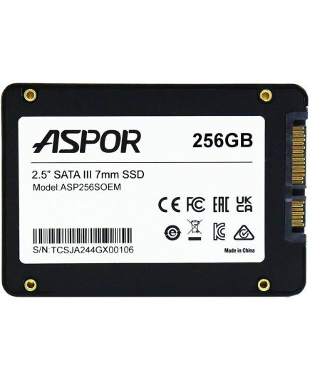 SSD 2.5" 256GB SATA3 Aspor (QLC, YS, R/W 550/470MB/s, TBW 100 Plastic case) OEM