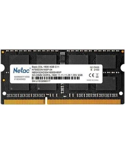 ОЗУ Netac NTBSD3N16SP-04 SO-DIMM DDR3L 4Gb PC12800 1600MHz CL11 1.35V