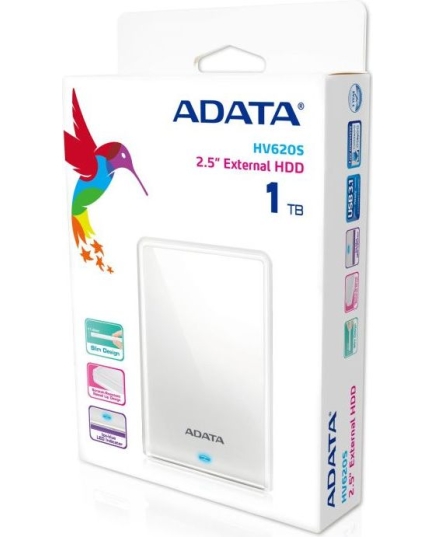 HDD ext 2,5" 1.0TB USB3.1 ADATA Slim HV620S, белый (AHV620S-1TU31-CWH)