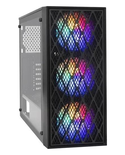 Корпус ExeGate EVO-8243 EX292859RUS Miditower (ATX, без БП, 2*USB+1*USB3.0, черный, 3 вент. с RGB подсветкой, боковая панель - закаленное стекло)