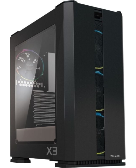 Корпус Zalman X3 Black, ATX, Window, 2x3.5", 2x2.5", 2xUSB2.0, 2xUSB3.0, FRONT 3x120mm RGB, REAR 1x120mm RGB