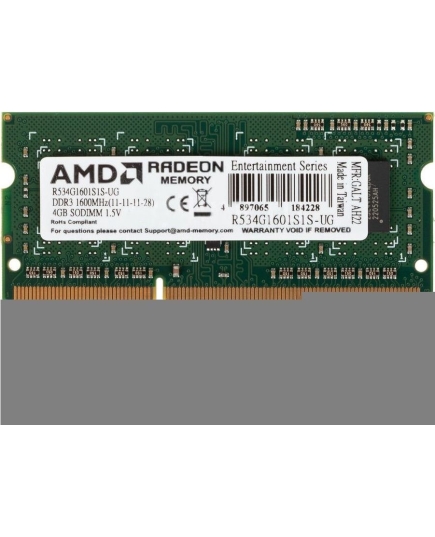 ОЗУ AMD R534G1601S1S-UG DDR3 4Gb 1600MHz RTL PC3-12800 CL11 SO-DIMM 204-pin 1.5В