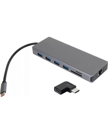 USB-концентратор Vcom CU4706 TypeC -- 2HDMI+DP 4K*60Hz+3USB3.0+TC+USB2.0+RJ45+SD+TF+PD+audio+TCадаптер