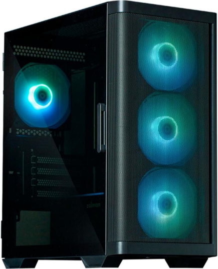 Корпус ZALMAN M4, MATX, Black, Window, 1xCombo (3.5'' or 2.5''), 1x3.5", 2x2.5", 1xUSB2.0, 2xUSB3.0, Front 3x120mm ARGB, Rear 1x120mm ARGB