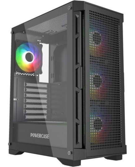 Корпус Powercase Ultimate Black (CUB-A4), Tempered Glass, 4x 120mm ARGB fans, ARGB HUB, чёрный, ATX