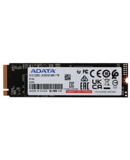 SSD ADATA Legend 960 (ALEG-960-1TCS) M.2 2280 1TB PCIe Gen4x4 with NVMe, 7400/6000, IOPS 730/610K, MTBF 2M, 3D NAN