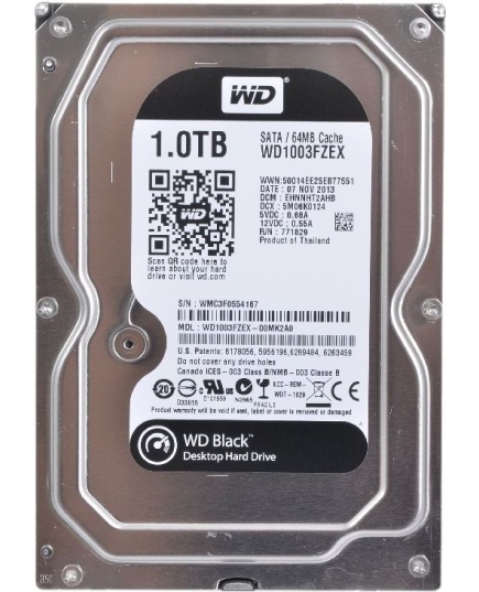 HDD 3.5" 1.0TB 7200rpm SATA3 64MB WD Black (WD1003FZEX) макс. быстродействие для сложных задач, VCT (Vibration Control Technology)