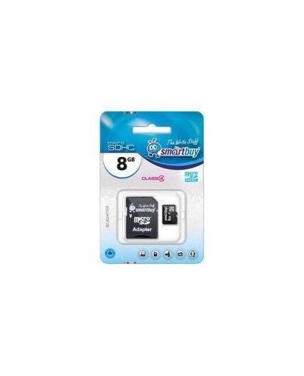 Карта флэш-памяти MicroSD 8 Гб Smart Buy +SD адаптер (class 4)