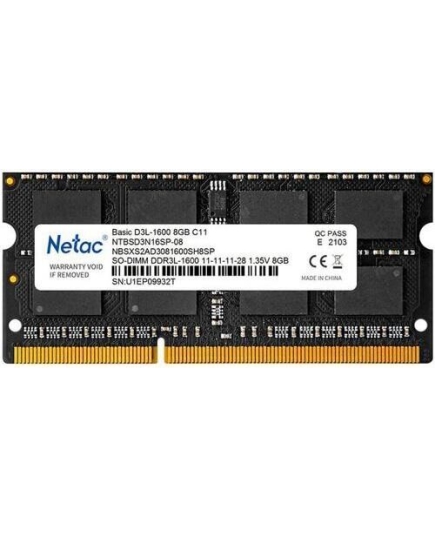 ОЗУ Netac Basic NTBSD3N16SP-08 DDR3L 8Gb 1600MHz PC3-12800 CL11 SO-DIMM 260-pin 1.35В single rank