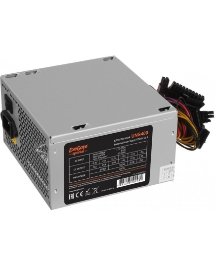 Блок питания ExeGate ES261567RUS-PC 400W UNS400, ATX, PC, 12cm fan, 24p+4p, 3xSATA, 2xIDE, FDD + кабель 220V