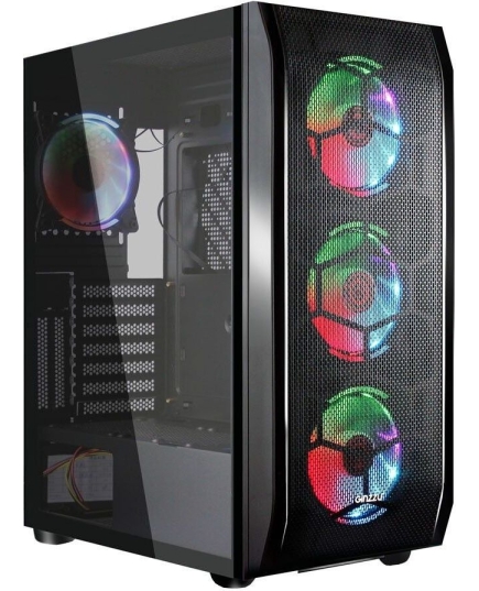 Корпус Ginzzu GL300 Fan 12cm RGB*4 USB3.0 Window