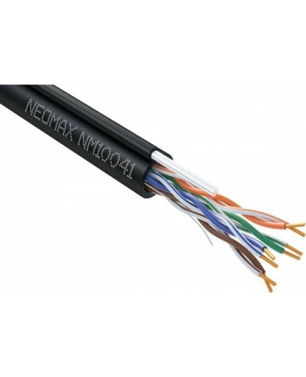 Витая пара NEOMAX NM10041 U/UTP cat.5e 4 пары (305 м) 0.50 мм (24 AWG) Медь, внешний, стальной трос 2.0мм, PE, черный