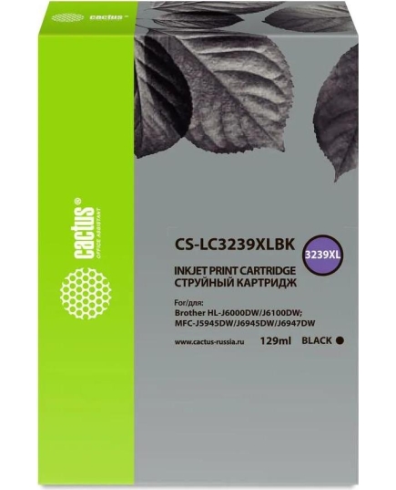 Картридж Cactus CS-LC3239XLBK черный струйный (129мл) для Brother HL-J6000DW/J6100DW