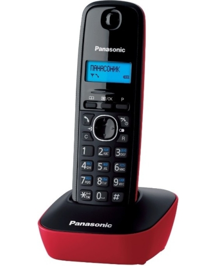 Радиотелефон Dect Panasonic KX-TG1611RUR красный/черный