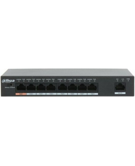 Коммутатор Dahua (DH-PFS3009-8ET1GT-96) 8x100Mb 1G 7PoE+ 96W неуправляемый