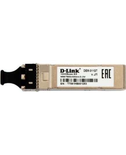 D-Link 311GT/A1A SFP-трансивер с 1 портом 1000Base-SX для многомодового оптического кабеля (до 550 м)